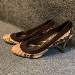 Claudia Ciuti Snakeskin/Brown Suede Trim Heel